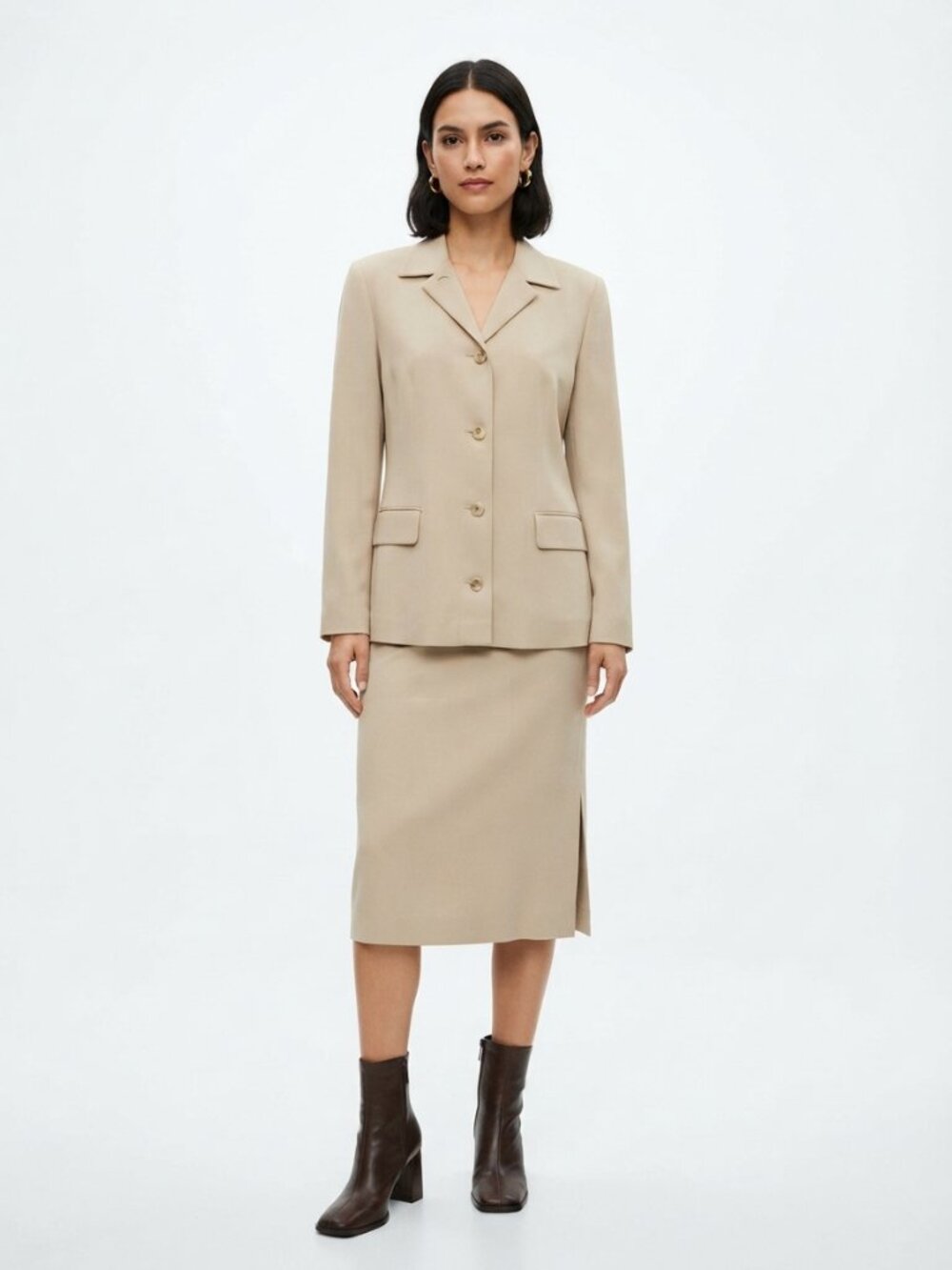 Olsen Sand Tone 2 Piece Utility Skirt Suit- Sz. Med